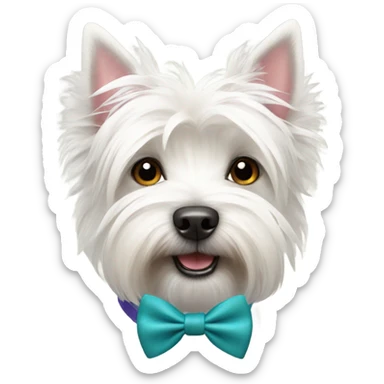 A Westie wearing a bow tie sticker