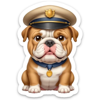 english bulldog with a postman sticker