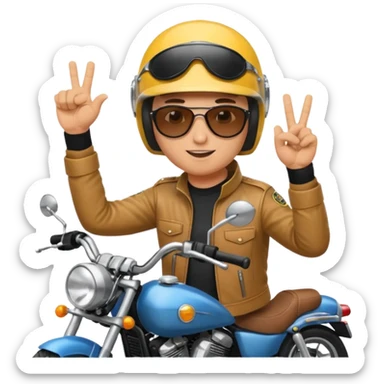 Jul qui fe le signe jul sur une moto sticker
