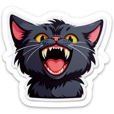 Excited mouth open cat sticker