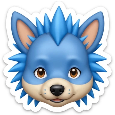 blue very spiky haired dog with earrings sticker