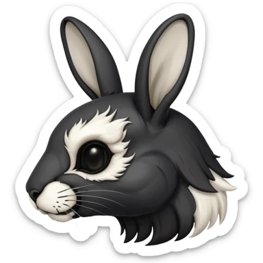 tête de lapin squelette noire de 3/4 profil sticker
