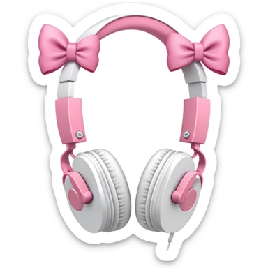 White ipad headphones with pink bows sticker