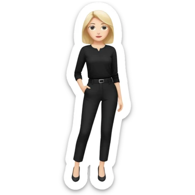white woman dressed in black trousers and blouse full body sticker