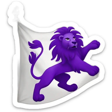 rampant purple lion in a white flag sticker