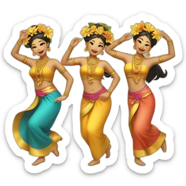 Groupe de danseuses de Bali danse sticker