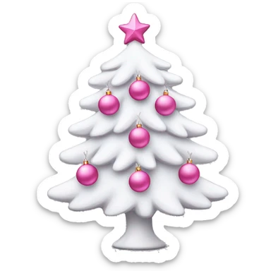 A cute white Christmas tree with pink ornaments  sticker