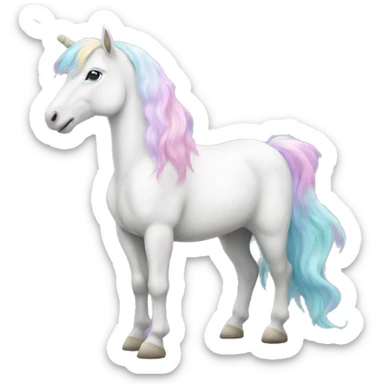 Fullbody White unicorn with pastel color mane  sticker
