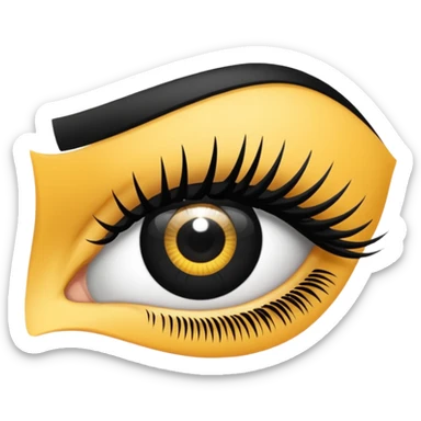 eyelash strip above an open eye sticker