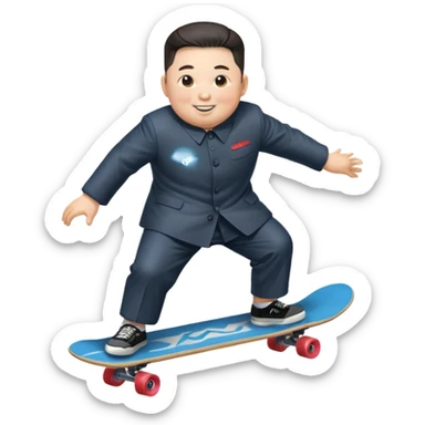 Kim jong-un riding skate board sticker