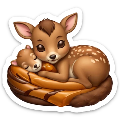 fawn sleep with caramel chocolate sticker
