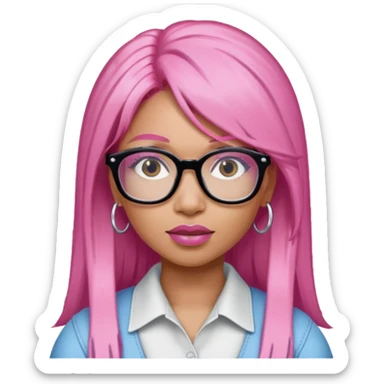Rapper Nicki Minaj pink hair wear glasses sticker