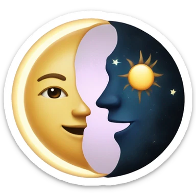 moon and sun next to each other sticker