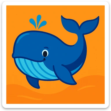blue whale, vibrant and friendly, simple background sticker