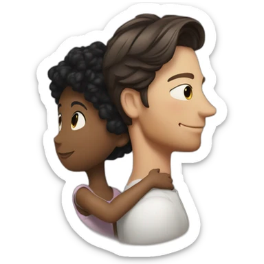 Simon baker hugging a black girl brown eyes and short black hair in a bun sticker