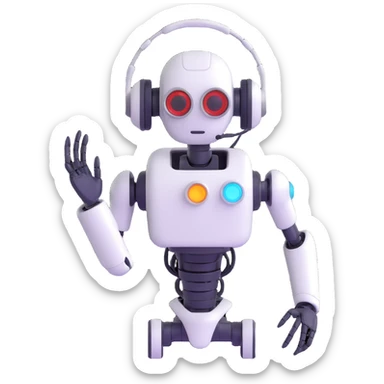 professional robot assistant with a headset, primarily using the theme color #fbcd0b, suitable for a company website chatbot sticker