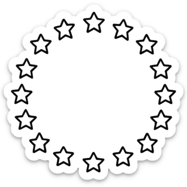 Can u make a emoji with 15 stars in a circle no face no nothin just lines and nothing in the middle and the stars have nothing it in too just lines black and white no face  sticker