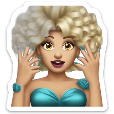 drag_queen_showing_hand_with_large_nails_and_big_wig sticker