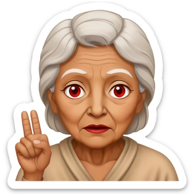 Old woman protesting against red sticker