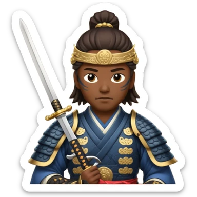 guerrero samurai con su espada en la mano sticker