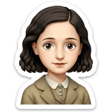 anne-frank-–-cinematic-realistic-portrait-of-anne-frank,-depicted-with-a-reflective,-gentle-expression-in-period-clothing,-her-eyes-conveying-hope-and-resilience,-rendered-with-soft,-natural-lighting-and-delicate-textures-that-capture  sticker