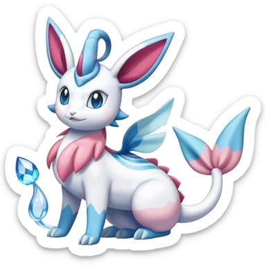 Shiny Cute Milotic-Sylveon-Glaceon-Vaporeon-Dragonair-Pokémon-hybrid-fusion full body sticker