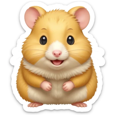 Yellow hamster, smiling, energetic pose
 sticker