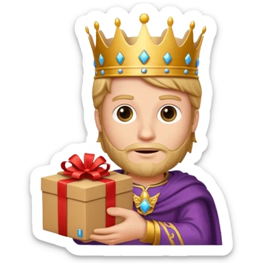 King Alexander hold carton box gift sticker