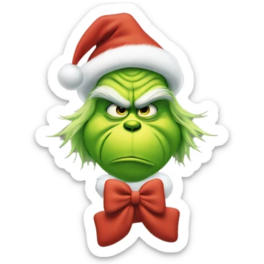 Grinch with a bow sticker