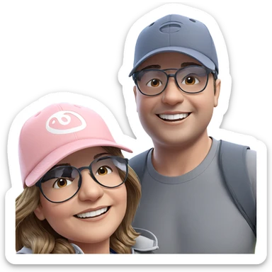 smiling girl with boy outdoors sticker