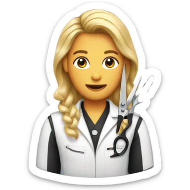 Hairstylist with vest and scissors sticker