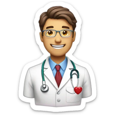 cardiologist with a heart and happy sticker