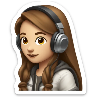Gamer girl with brown hair sticker