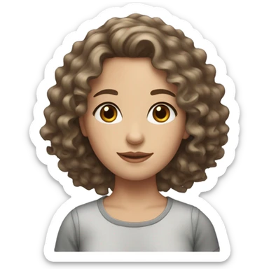 white Brunette girl, wavy/ curly hair, brown eyes sticker