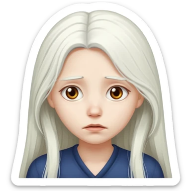 Pale girl with long white hair sad sticker