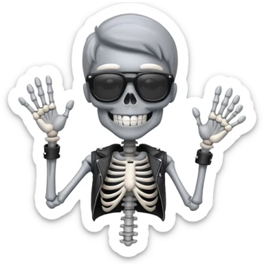 cool skeleton smiling like a rockstar with sunglases sticker