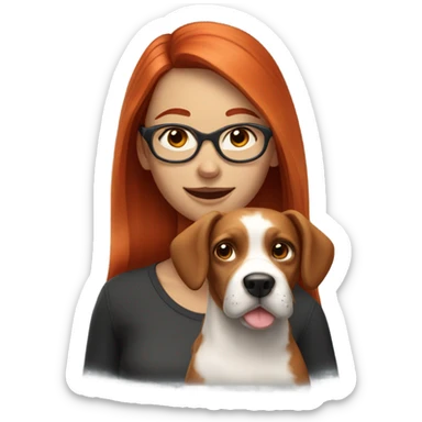 Redhead glasses girl dog sticker
