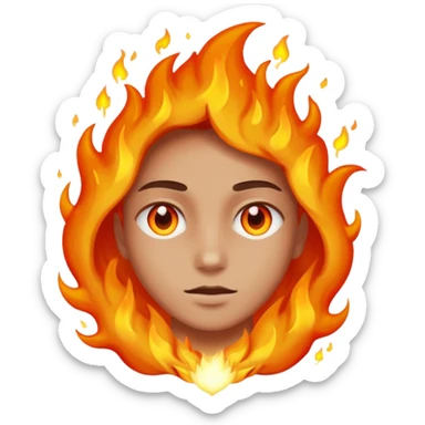 A burning person with fire coming out of where the eyes  sticker