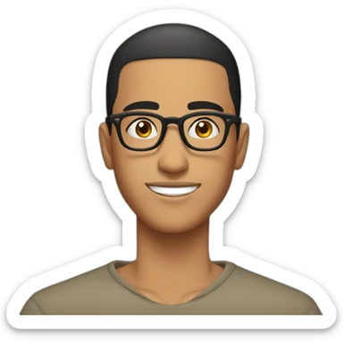Young man from moroccan with glasses, black hair (buzz cut) sticker