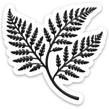 Black and silver filigree fern leaf, 3D, extremely detailed design sticker