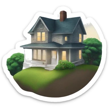 generate me an image of a house on a hill overlooking the ocean sticker