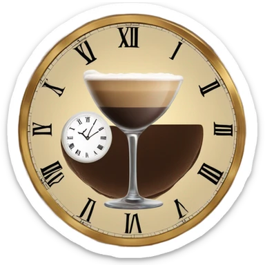 Espresso Martini with a clock sticker