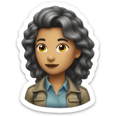 female geologist spooky hair sticker