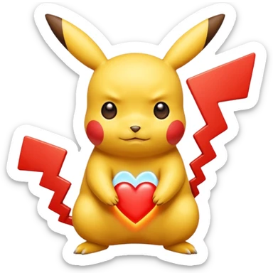 Un Pikachu rouge qui et triste avec des éclairs  sticker