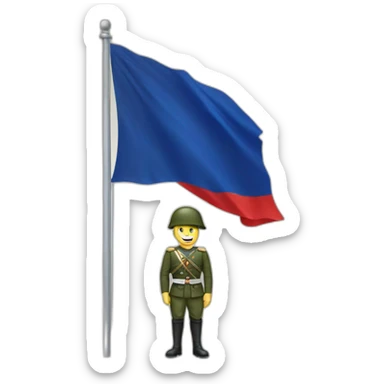 militaire devant le drapeau de la France sticker