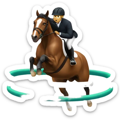 horse jumping through a ring sticker