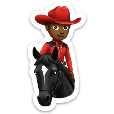 red cowboy on a black horse sticker