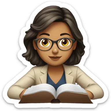 Pretty brunette woman studying sticker