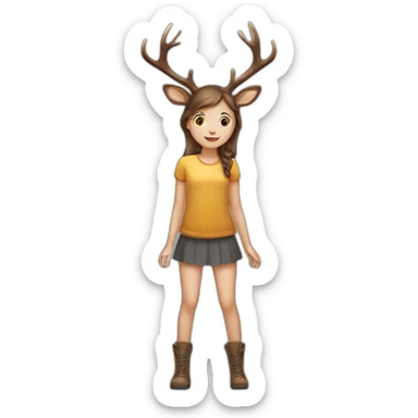 deer-antlers girl standing on jelly sticker
