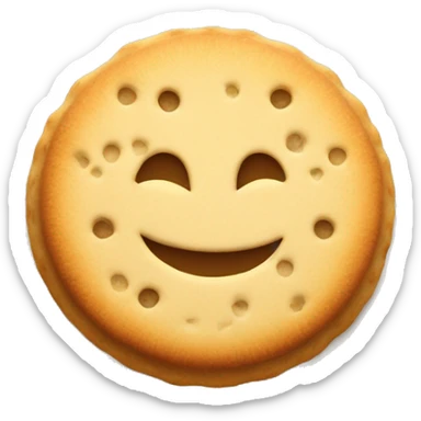 one round biscuit with tiny holes and a smile happy face sticker